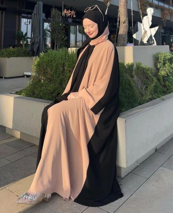 Stylish Black & Beige Georgette Classic Abaya with Stroller